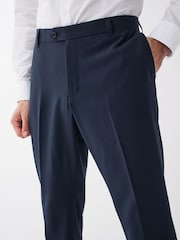 Navy Blue Slim Machine Washable Plain Front Smart Trousers - Image 3 of 7