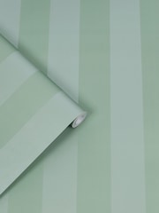 Laura Ashley Jade Green Lille Pearlescent Stripe 10M Wallpaper - Image 3 of 4