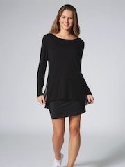 Pineapple Black Jersey Long Sleeve Mesh Hem Top - Image 3 of 4