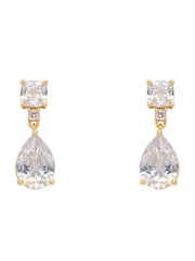 Clear Crystal Gold Tone - CERENE Statement Drop Earrings - Slika 4 iz 6
