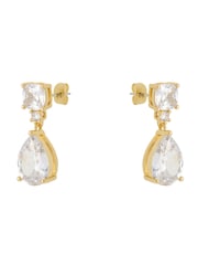 Clear Crystal Gold Tone - CERENE Statement Drop Earrings - Slika 5 iz 6