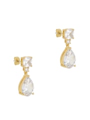 Clear Crystal Gold Tone - CERENE Statement Drop Earrings - Slika 6 iz 6