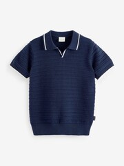 Mornarica - Pletena polo majica Baker by Ted Baker - Slika 5 iz 7