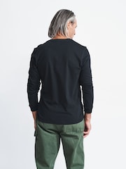 Черный - Aubin Buttermere Cotton Long Sleeve T-Shirt - Image 3 of 4
