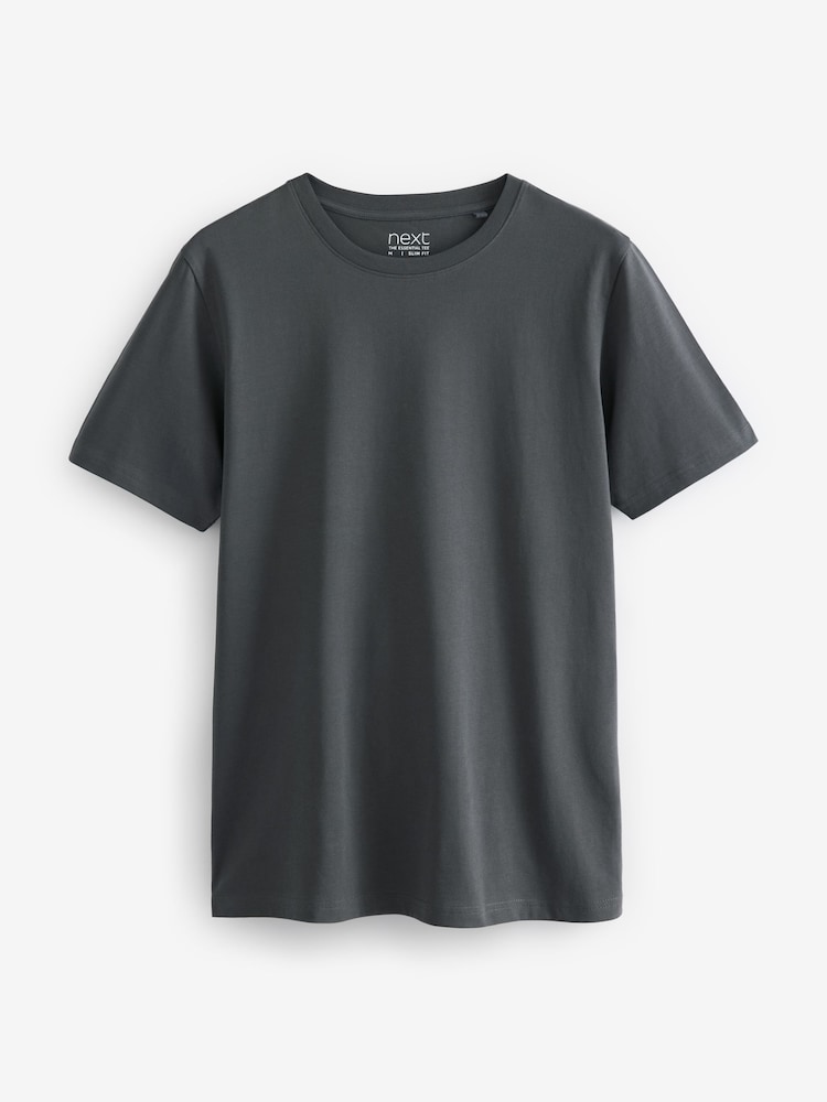 Zwart/leisteen/grijs gemêleerd/wit/marineblauw/blauw 1 - Normale Pasvorm - Essential katoenen T-shirts verpakking van 6 - Image 11 of 14