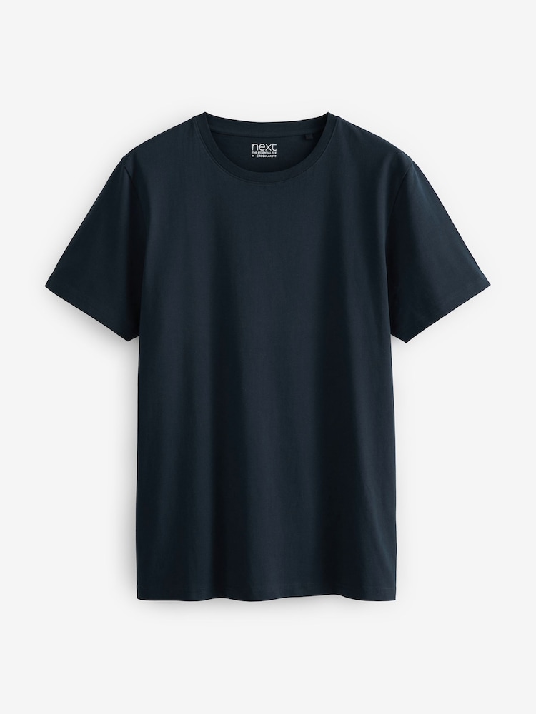 Black/ Slate/ Grey Marl/ White/ Navy/ Blue Regular Fit Essential Cotton T-Shirts 6 Pack - Image 14 of 14