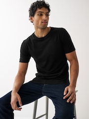 Black/ Slate/ Grey Marl/ White/ Navy/ Blue Regular Fit Essential Cotton T-Shirts 6 Pack - Image 4 of 14
