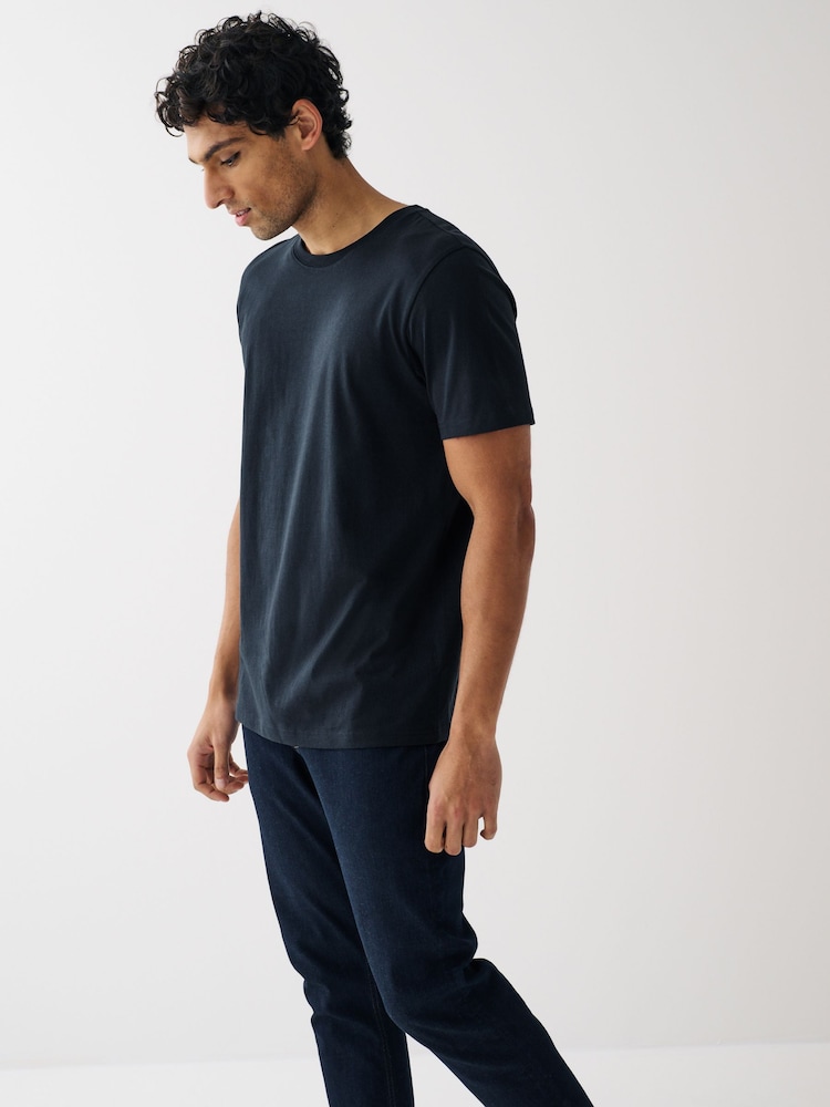 Zwart/leisteen/grijs gemêleerd/wit/marineblauw/blauw 1 - Normale Pasvorm - Essential katoenen T-shirts verpakking van 6 - Image 5 of 14