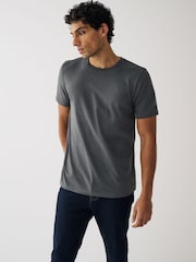 Black/ Slate/ Grey Marl/ White/ Navy/ Blue Regular Fit Essential Cotton T-Shirts 6 Pack - Image 6 of 14
