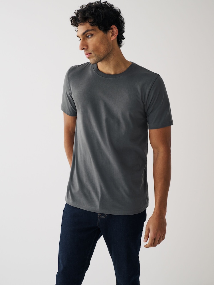 Zwart/leisteen/grijs gemêleerd/wit/marineblauw/blauw 1 - Normale Pasvorm - Essential katoenen T-shirts verpakking van 6 - Image 6 of 14