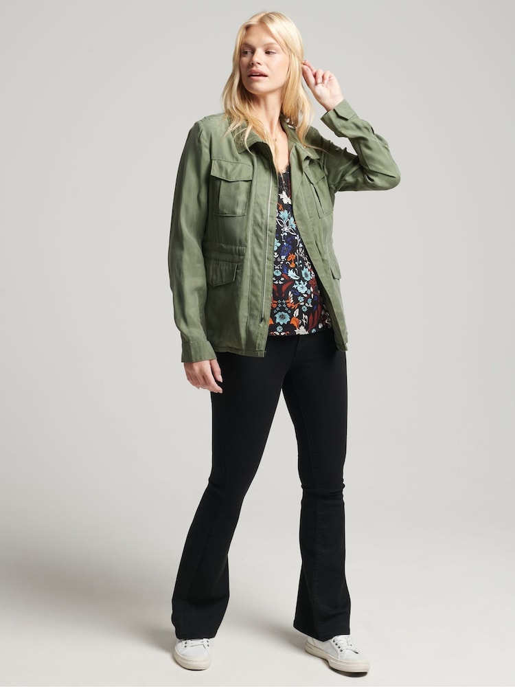 Superdry Green Cupro Womens M65 Jacket - Image 2 of 3