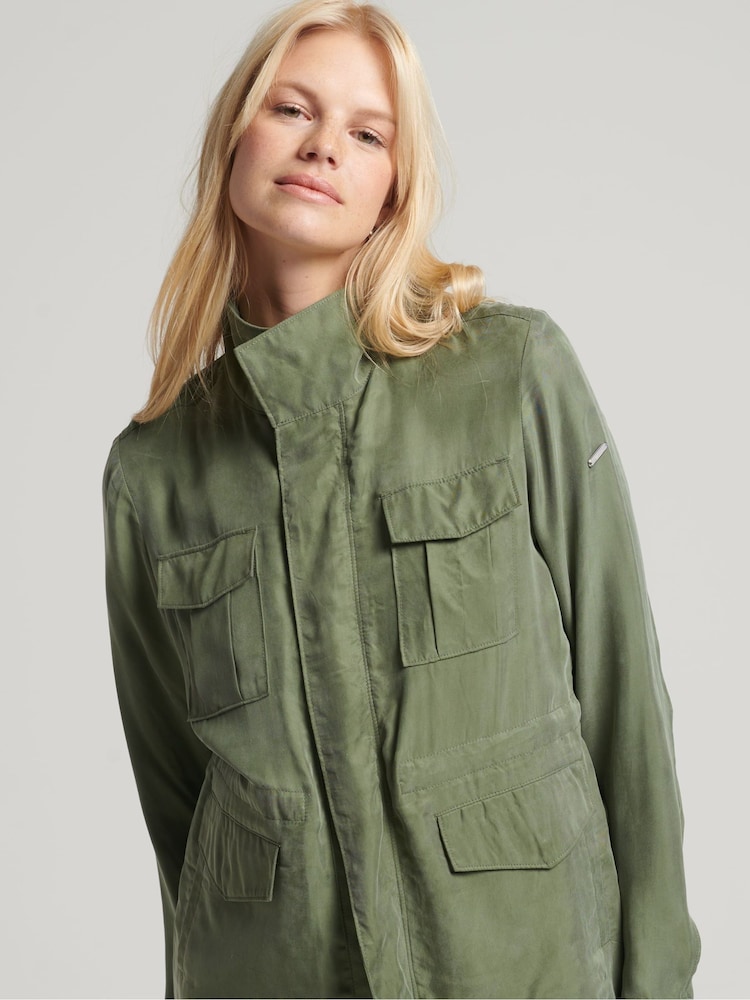 Superdry Green Cupro Womens M65 Jacket - Image 3 of 3