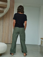 Khaki Green Parachute Cotton Cargo Trousers - Image 3 of 5