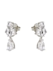 Jasen srebrn ton - CERENE Crystal Cluster Drop Earrings - Slika 5 iz 6