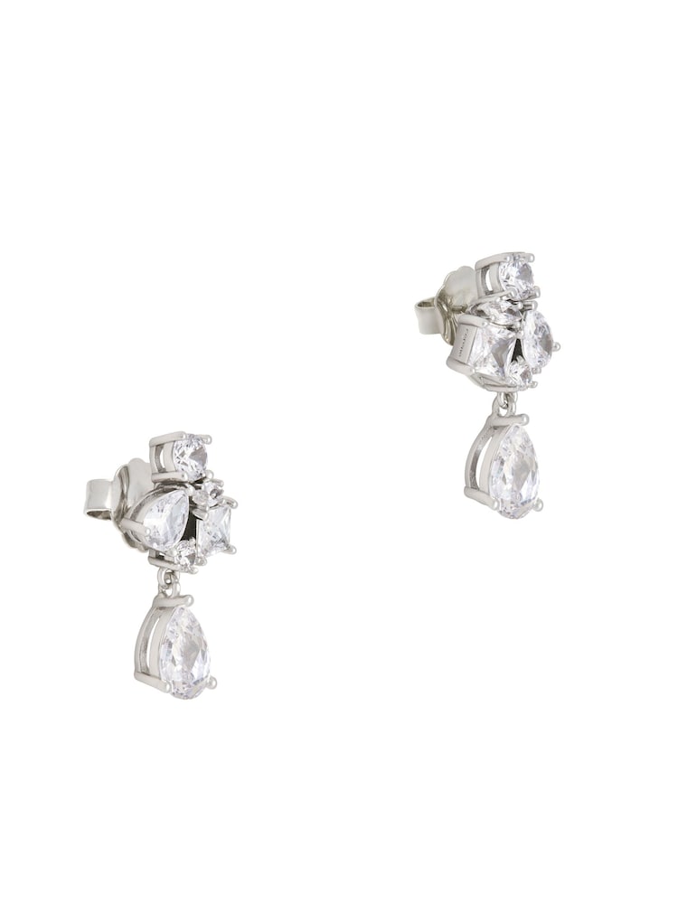 Jasen srebrn ton - CERENE Crystal Cluster Drop Earrings - Slika 6 iz 6