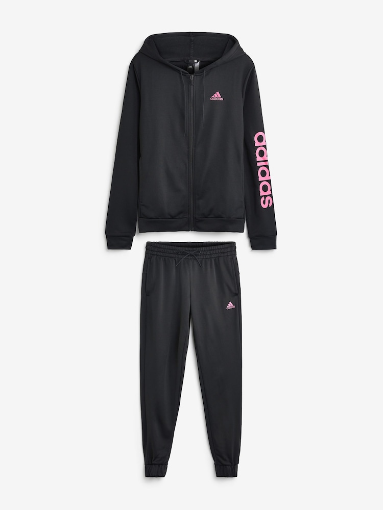 adidas Black/Pink Sportswear Linear Tracksuit - Image 1 of 3