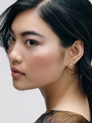 Mocha Brown Gold Tone - CERENE Crystal Cluster Drop Earrings - Slika 1 iz 6