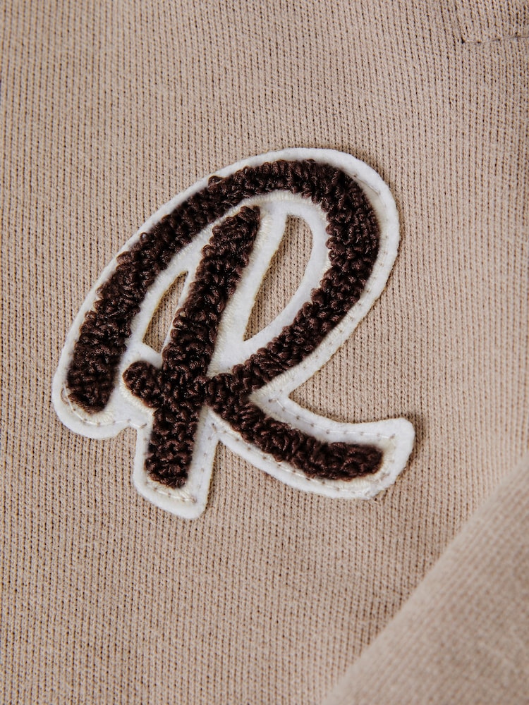 Reiss Taupe Toby Senior Garment Dyed Logo Joggers - Image 6 of 6