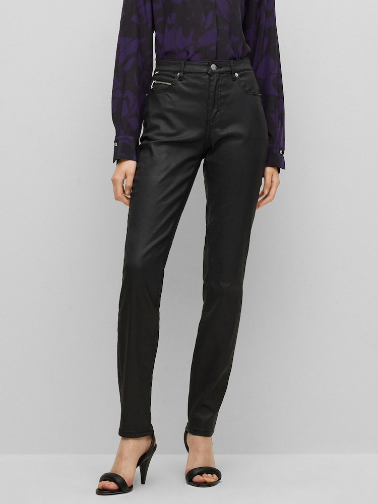 BOSS Black Satin Regular Fit Stretch Jeans - Image 1 of 5 BOSS Black Satin Regular Fit Stretch Jeans - Image 1 of 5