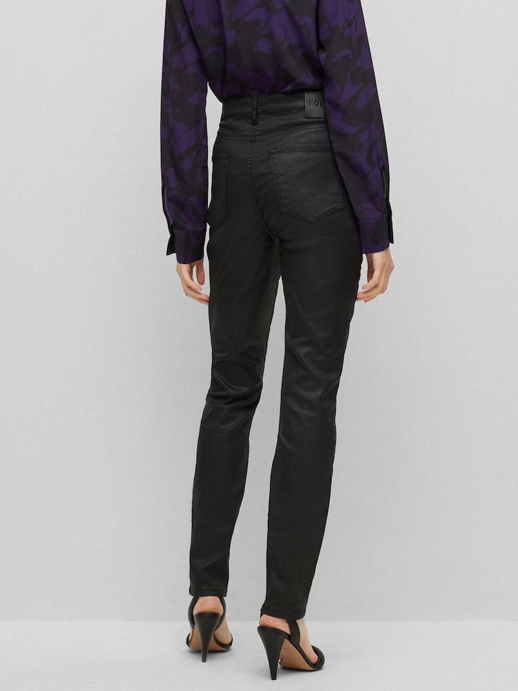 BOSS Black Satin Regular Fit Stretch Jeans - Image 2 of 5 BOSS Black Satin Regular Fit Stretch Jeans - Image 2 of 5