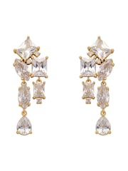 CERENE Luma Clear Gold Tone Statement Crystal Drop Earrings - Image 4 of 6