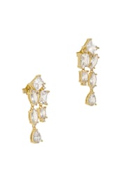 CERENE Luma Clear Gold Tone Statement Crystal Drop Earrings - Image 5 of 6