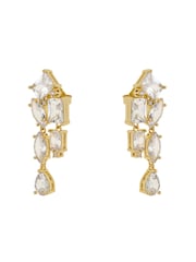 CERENE Luma Clear Gold Tone Statement Crystal Drop Earrings - Image 6 of 6
