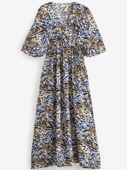 Blue Animal V-Neck Kaftan Maxi Summer Dress - Image 5 of 5