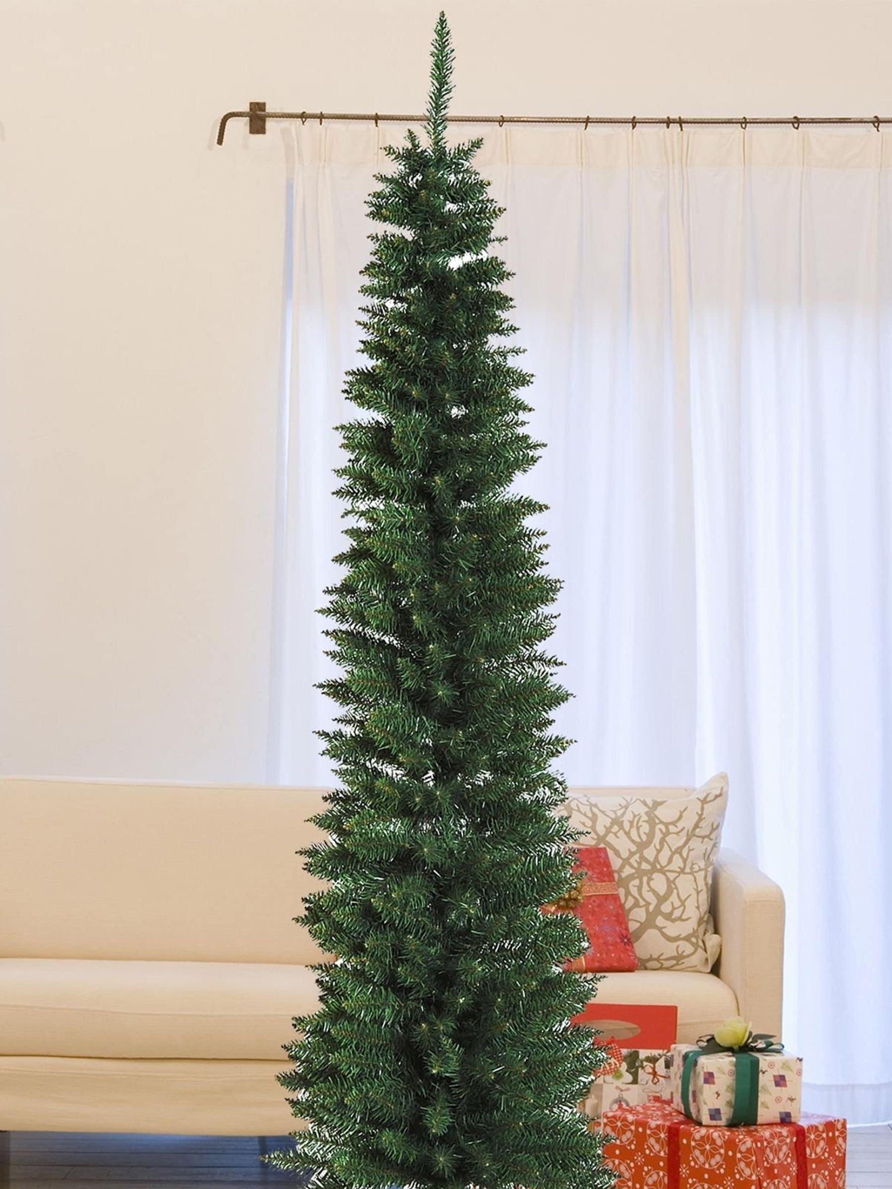 Homcom Unisex Green Pencil Slim Artificial Christmas Tree With Study Stand Tips In - Image 3