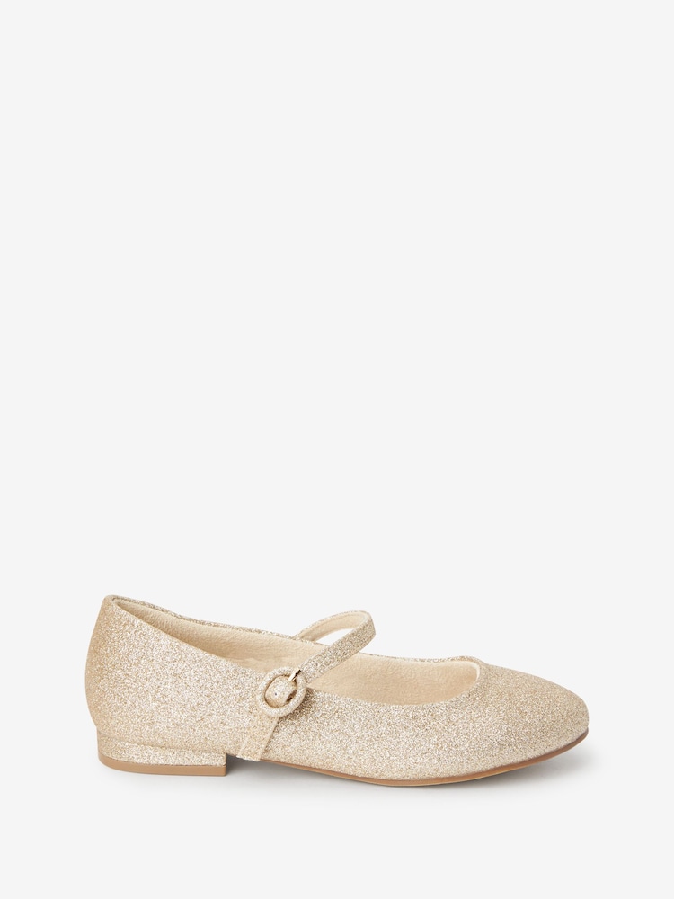 Gold Glitter Standard Fit (F) Mary Jane Occasion Shoes - Image 1 of 4