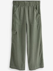 Khakigrün - Cargo-Hose aus Leinen mit weitem Bein - Bild 6 von 6