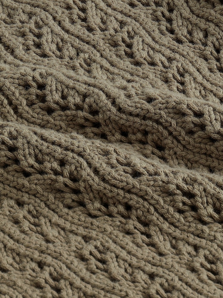 Khaki Green Square Neck Stitch Detail Short Sleeve Knitted Top - Image 6 of 6
