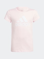 adidas Pink Sportswear Essentials Big Logo 100% Cotton T-Shirt - Image 1 of 10
