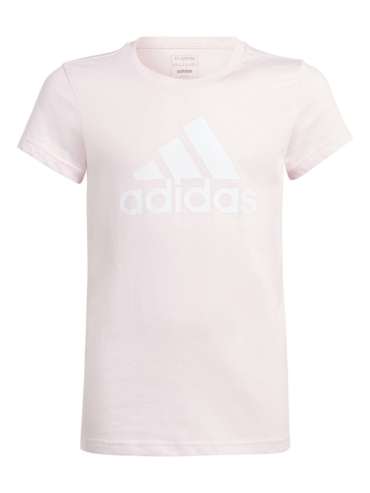adidas Pink Sportswear Essentials Big Logo 100% Cotton T-Shirt - Image 10 of 10