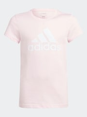 adidas Pink Sportswear Essentials Big Logo 100% Cotton T-Shirt - Image 6 of 10