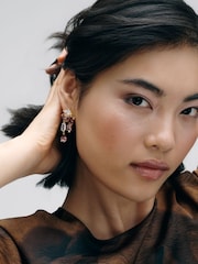 CERENE Luma Pink Gold Tone Statement Crystal Drop Earrings - Image 1 of 5
