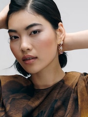 CERENE Luma Pink Gold Tone Statement Crystal Drop Earrings - Image 2 of 5