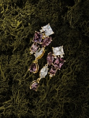 CERENE Luma Pink Gold Tone Statement Crystal Drop Earrings - Image 3 of 5