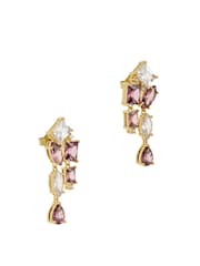 CERENE Luma Pink Gold Tone Statement Crystal Drop Earrings - Image 4 of 5