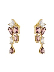 CERENE Luma Pink Gold Tone Statement Crystal Drop Earrings - Image 5 of 5
