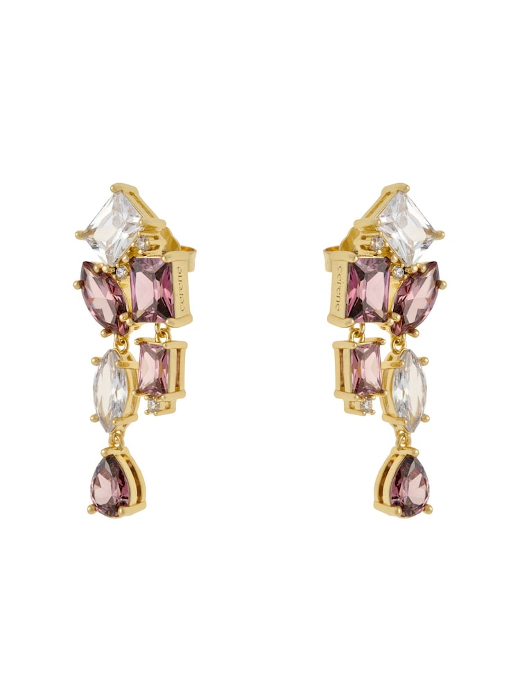 CERENE Luma Pink Gold Tone Statement Crystal Drop Earrings - Image 5 of 5 CERENE Luma Pink Gold Tone Statement Crystal Drop Earrings - Image 5 of 5