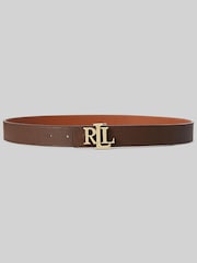Lauren Ralph Lauren Large Brown Reversible Monogram Belt - Image 1 of 3
