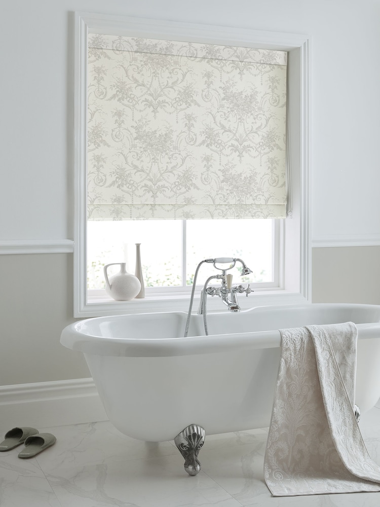 Laura Ashley Dove Grey 100% Cotton Tuileries Made To Measure Roman Blinds - Image 1 of 6