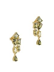 CERENE Luma Olive Green Gold Tone Statement Crystal Drop Earrings - Image 5 of 6