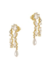 CERENE Liora Clear Gold Tone Pearl Shimmer Drop Earings - Image 5 of 6