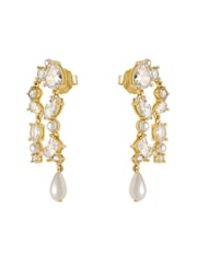 CERENE Liora Clear Gold Tone Pearl Shimmer Drop Earings - Image 6 of 6