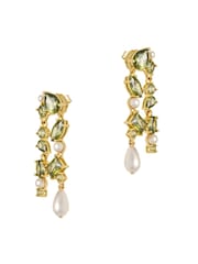 CERENE Liora Olive Green Gold Tone Pearl Shimmer Drop Earings - Image 5 of 6