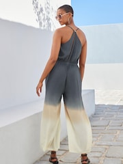 Grey/ Cream Ombré Tie Dye Strappy Jumpsuit - Image 3 of 5