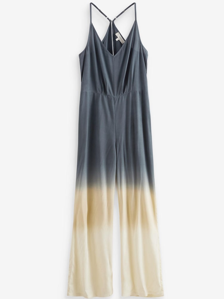 Grey/ Cream Ombré Tie Dye Strappy Jumpsuit - Image 5 of 5