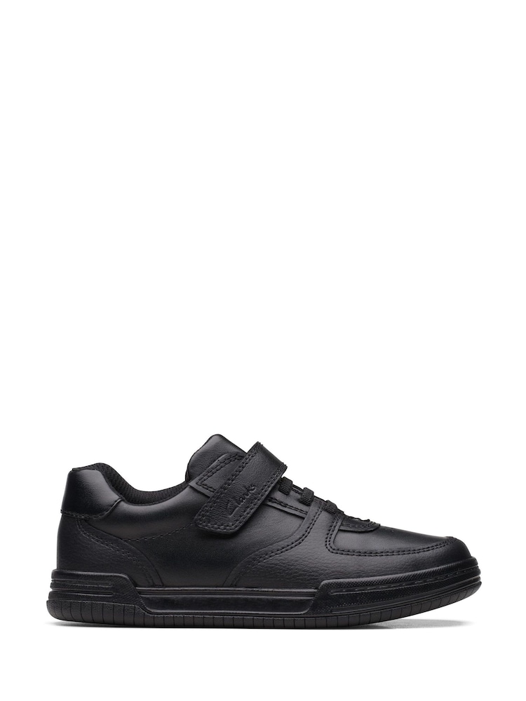 Clarks Black Multi Fit Leather Fawn Lay Kids Shoes - Image 1 of 7